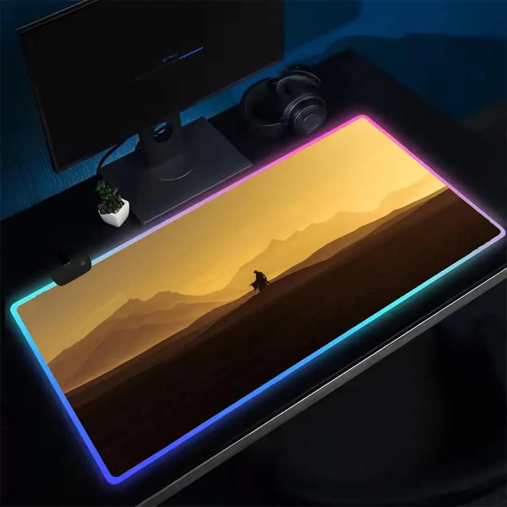 Tappetino per mouse Dune Tappetino per mouse da gioco anime Tappetini da tavolo a LED Tappetini da scrivania in gomma retroilluminati XXL RGB