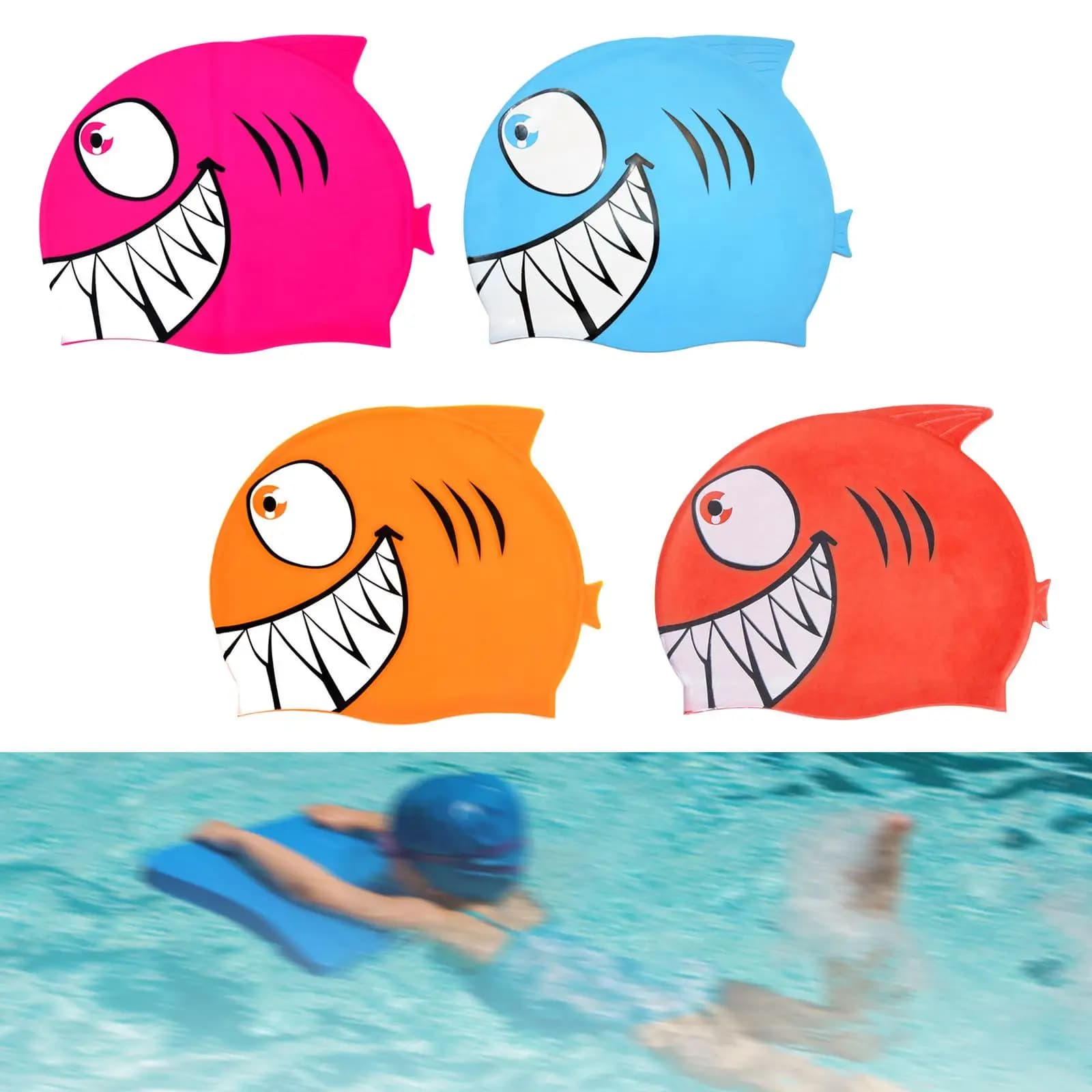 Shark-shaped bathroom cap for children, short and long hair, for teenagers