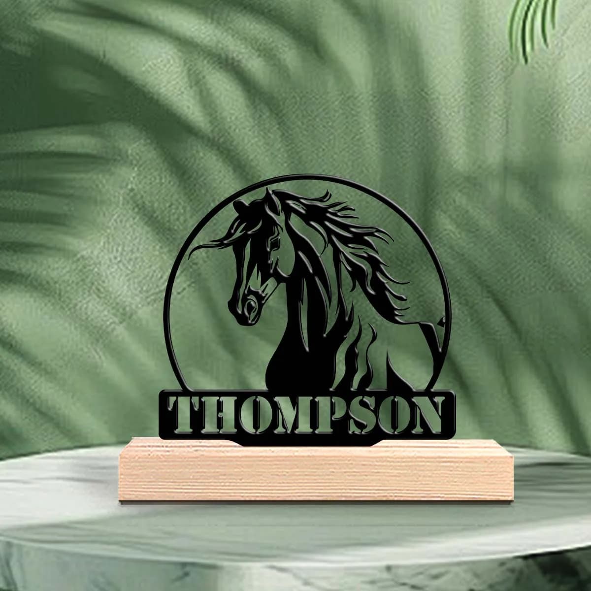1pc Metal Desktop Decoration Customizable Name Equipped with Wooden Base New Home Gift for Friends,Decorative Ornaments