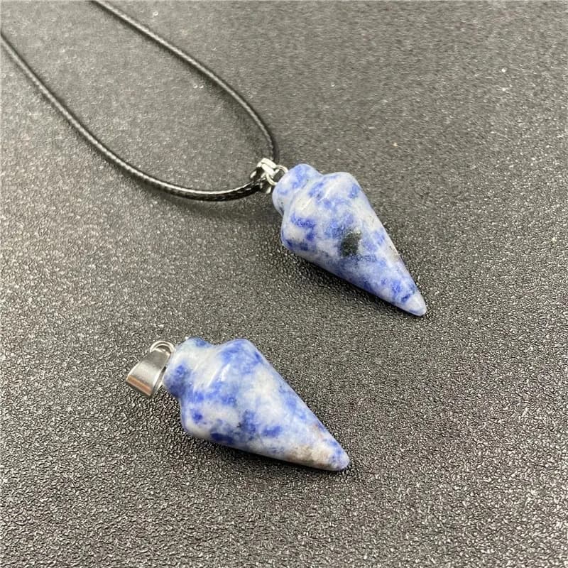 Collana in Pietra Naturale 1 Pezzo, Ciondolo in Cristallo 32x14mm, Pendolo Divinatorio a Cono Occhio di Tigre Cielo Stellato, Collana per Coppie