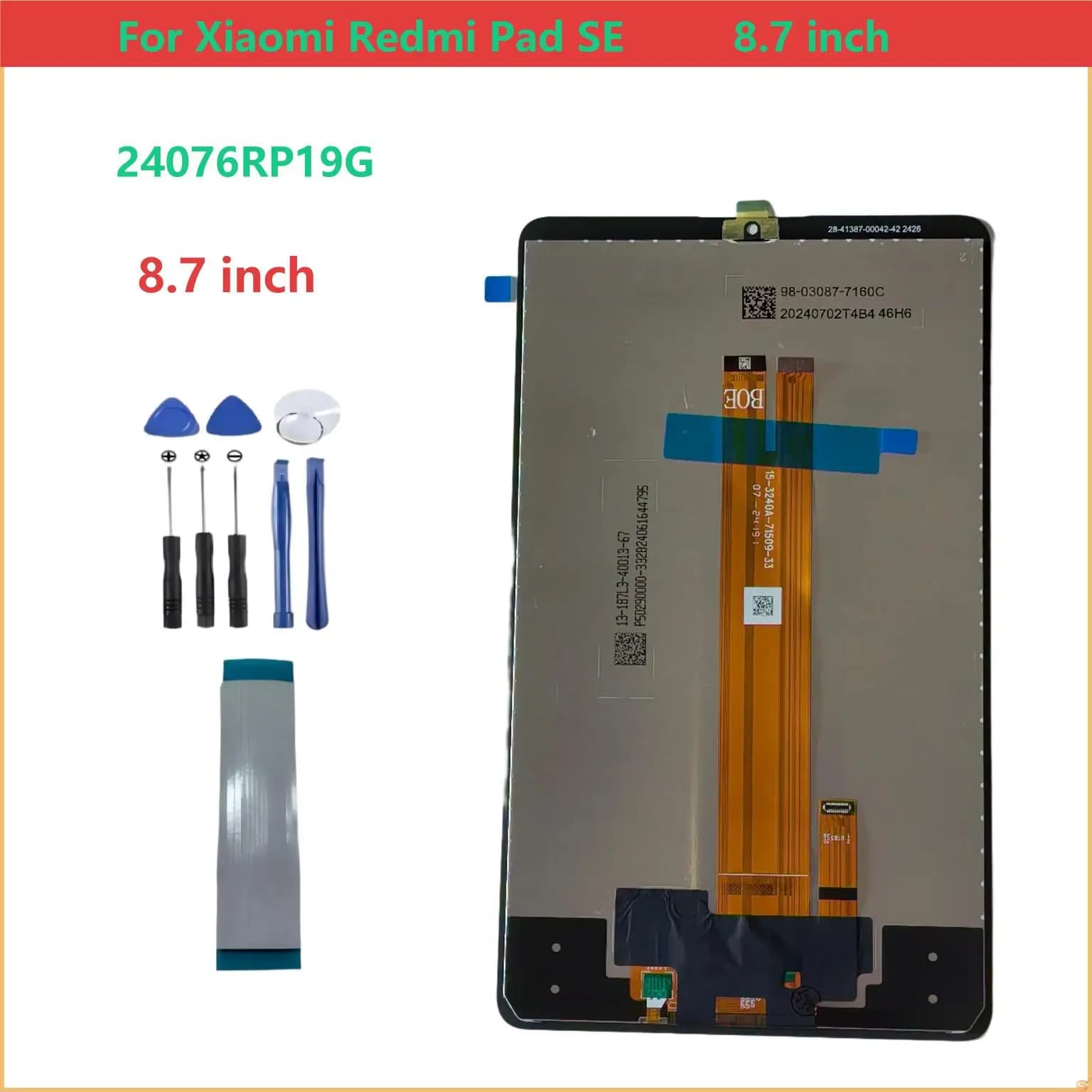 Nuovo Display LCD da 8,7 Pollici per Xiaomi Redmi Pad SE 8.7" 24076RP19G, Schermo Touch con Digitalizzatore e Vetro, Parti di Ricambio