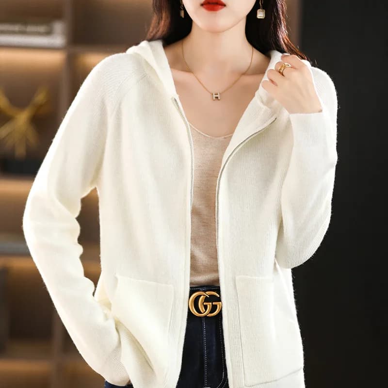 Nuovo Cardigan Invernale con Cappuccio e Zip a Maniche Lunghe, Maglione da Donna, Cappotto Casual Oversize, Felpa con Cappuccio