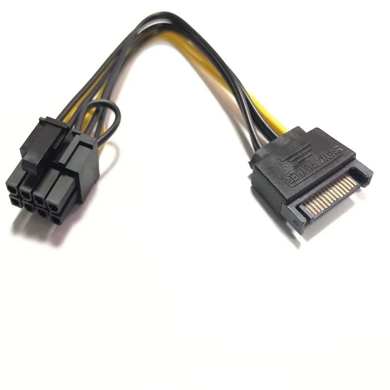 Cavo Splitter di Alimentazione da 15 Pin SATA a 8 Pin (6+2) per Scheda Grafica, Adattatore Convertitore per Scheda Video, Cavo di Prolunga GPU 6PIN+2PIN
