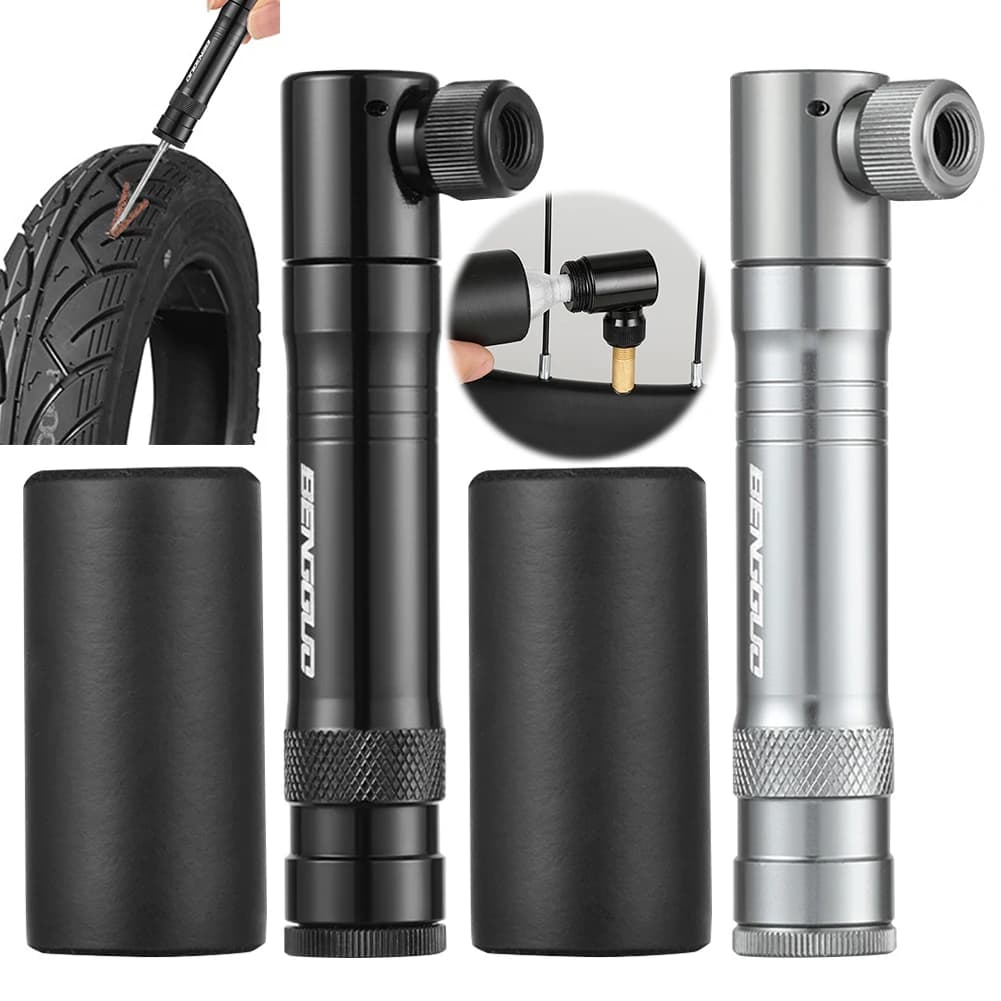 Pompa da bicicletta CO2 con strumento di riparazione pneumatici tubeless Valvola Schrader e Presta Gonfiatore portatile per pneumatici in lega di alluminio per bici da strada MTB