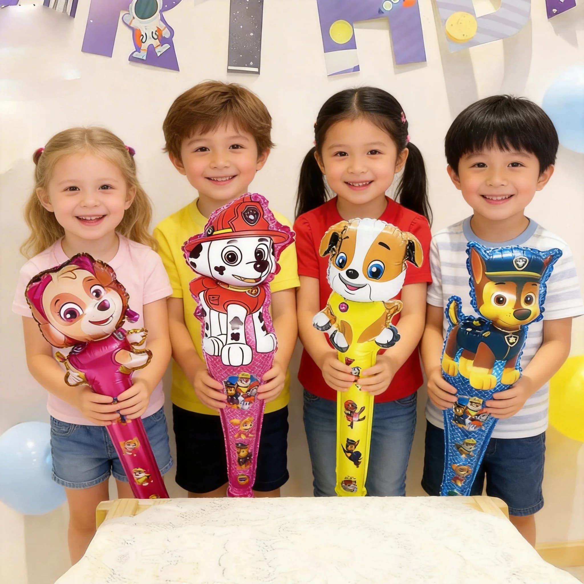 Set di 16 Palloncini Paw Patrol per Baby Shower, Decorazioni per Feste di Compleanno per Bambini, Palloncini con Bastoncino a Forma di Cane