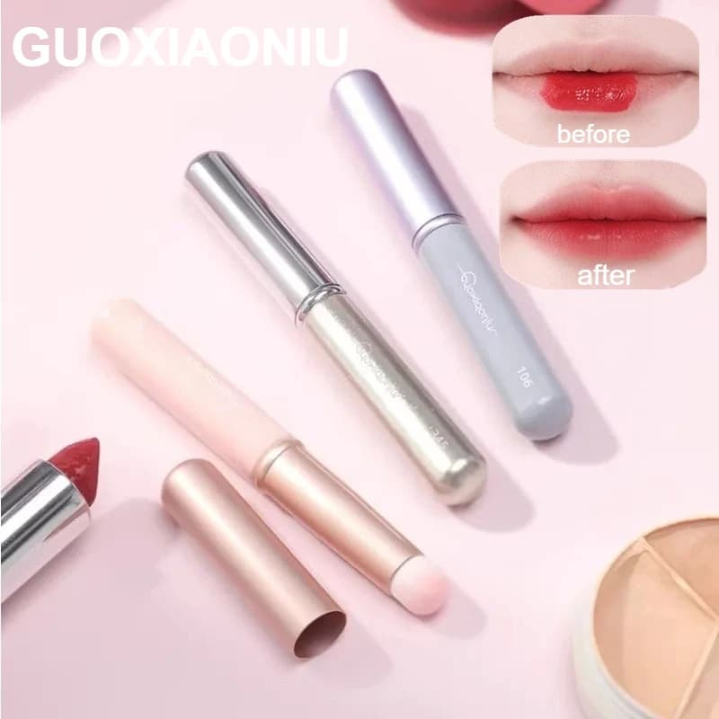 Pennello per Rossetto GUOXIAONIU, Pennello Correttore a Testa Rotonda con Coperchio, Pennello Morbido Sintetico per Lucidalabbra e Sfumature, Pennello Cosmetico per Trucco
