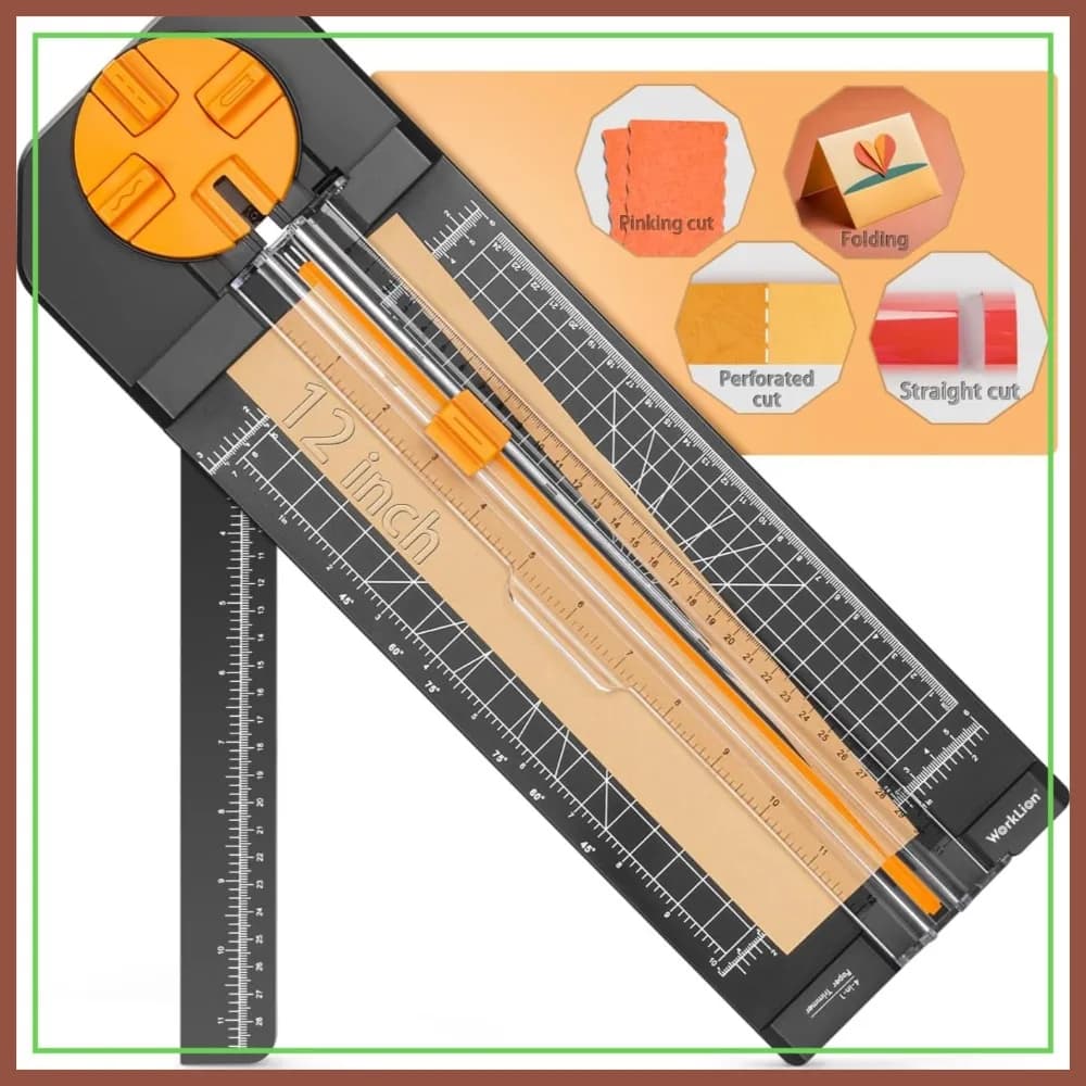 4 in 1 Paper Cutter: Straight, Scallop, Perforator, Scorer for Cards, Photos, Vinyl, 12 inch