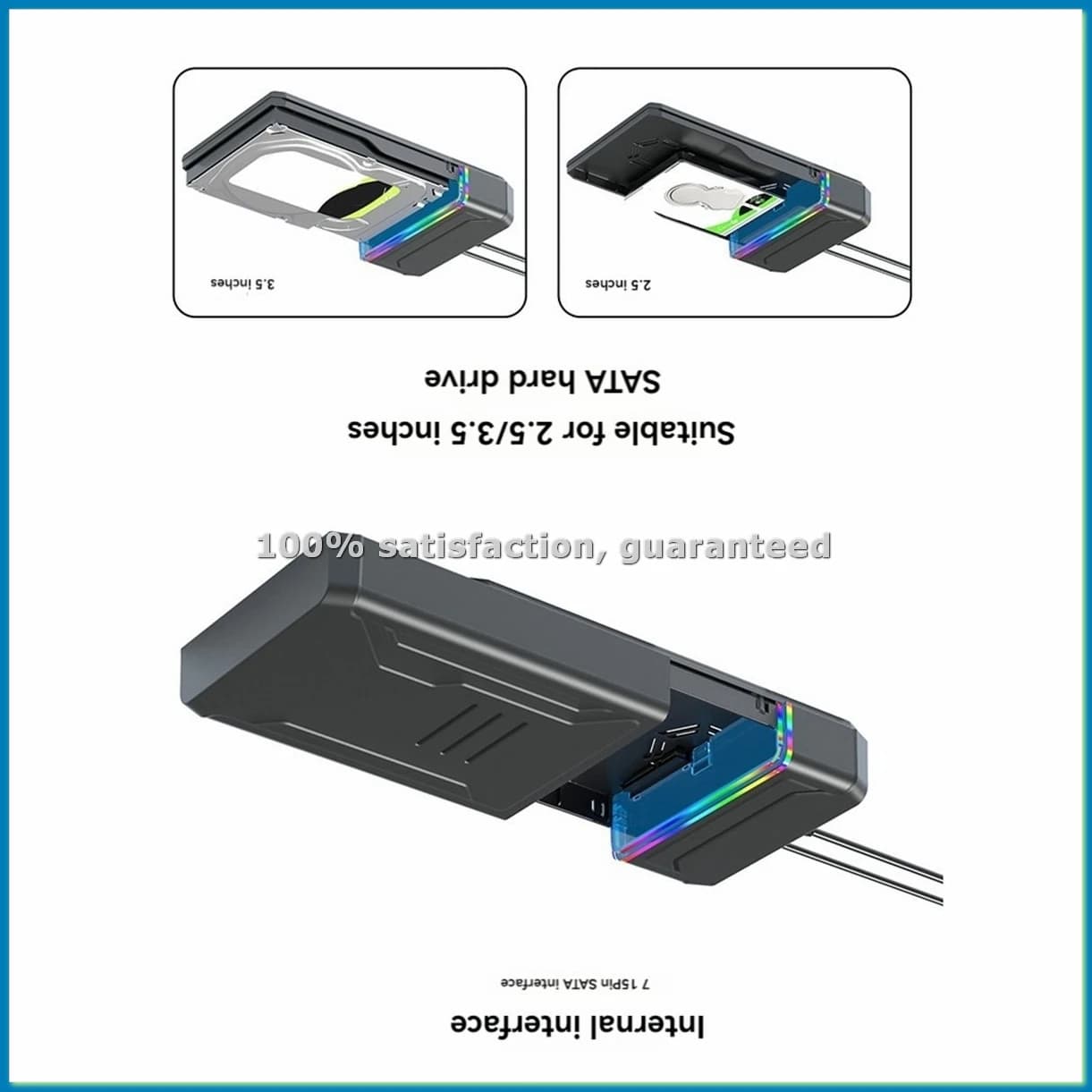 Box esterno per disco rigido SATA a Type-C con LED, per HDD da 2.5 e 3.5 pollici, fino a 6Gbps, Spina EU - ABWO