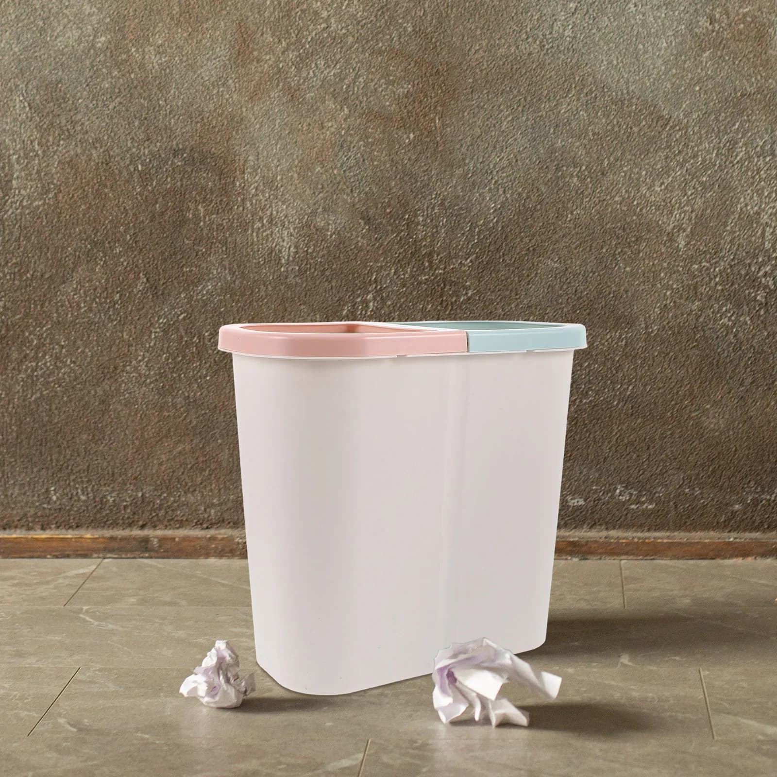 Cestino per Rifiuti a Doppio Scomparto, Compatto e Sottile, per la Separazione dei Rifiuti Secchi e Umidi, Bidone per Cucina e Bagno, Mini Cestino per Spazi Ristretti