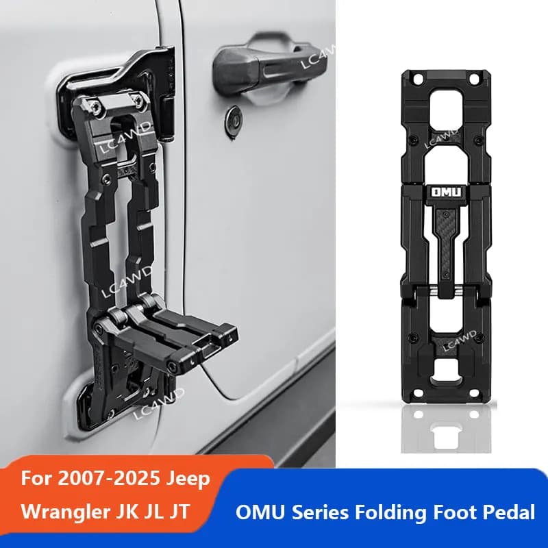 LC4WD 4X4 Exterior Accessories OMU Series Door Hinge Step Aluminum Folding Foot Pedal For Jeep Wrangler JK JL JT