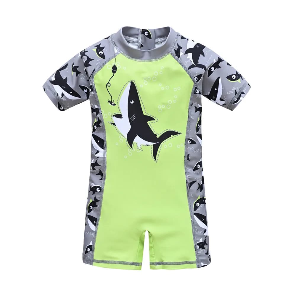 2023 Summer Kids Swimsuit One Piece Cool Shark Print Children Swimwear Beach Wear Kid Clothing