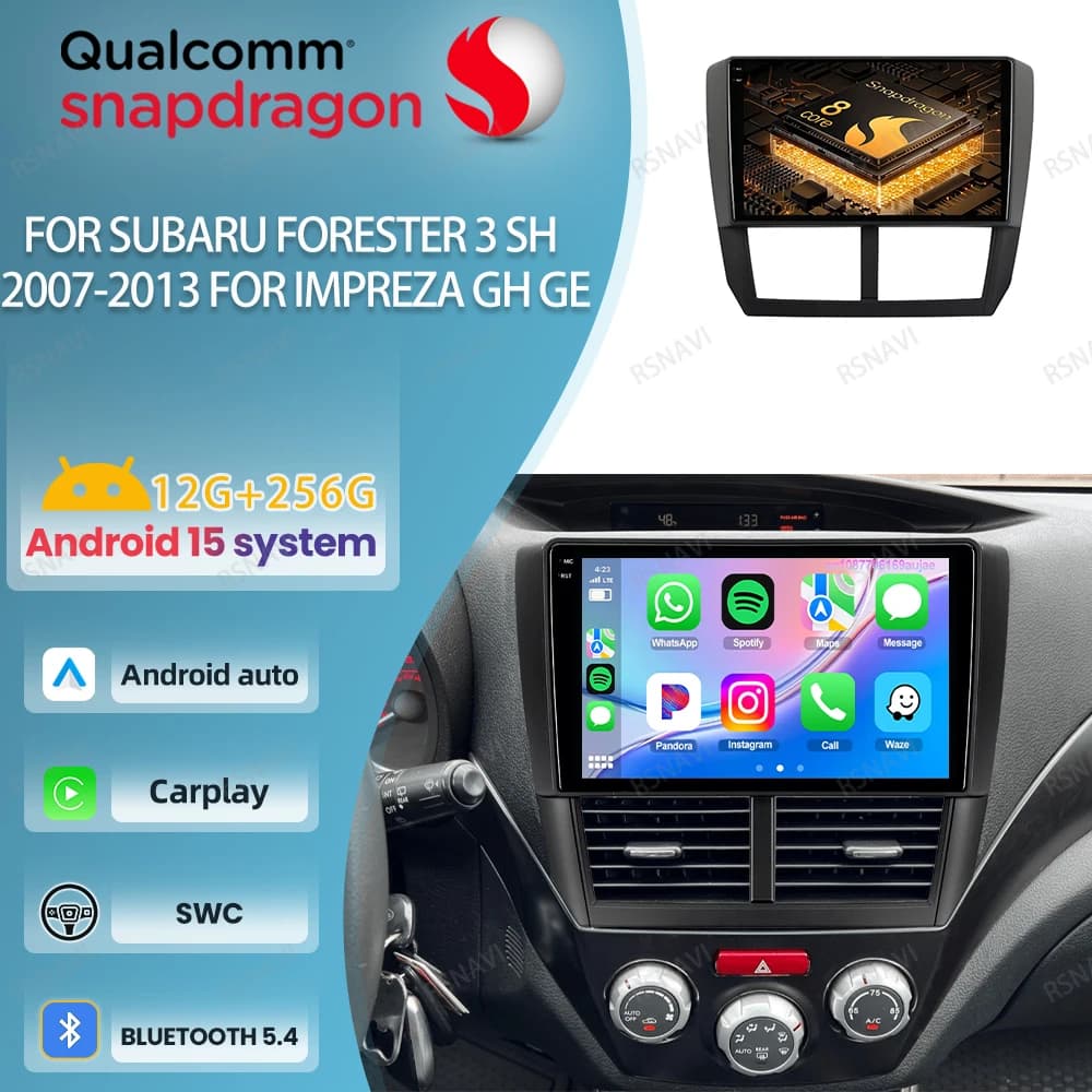 Autoradio Android 15 Per Subaru Forester 4 SJ XV WRX 2012- 2015 2018 Qualcomm DSP Viedo Lettore Stereo Multimediale DVD 5G WIFI BT