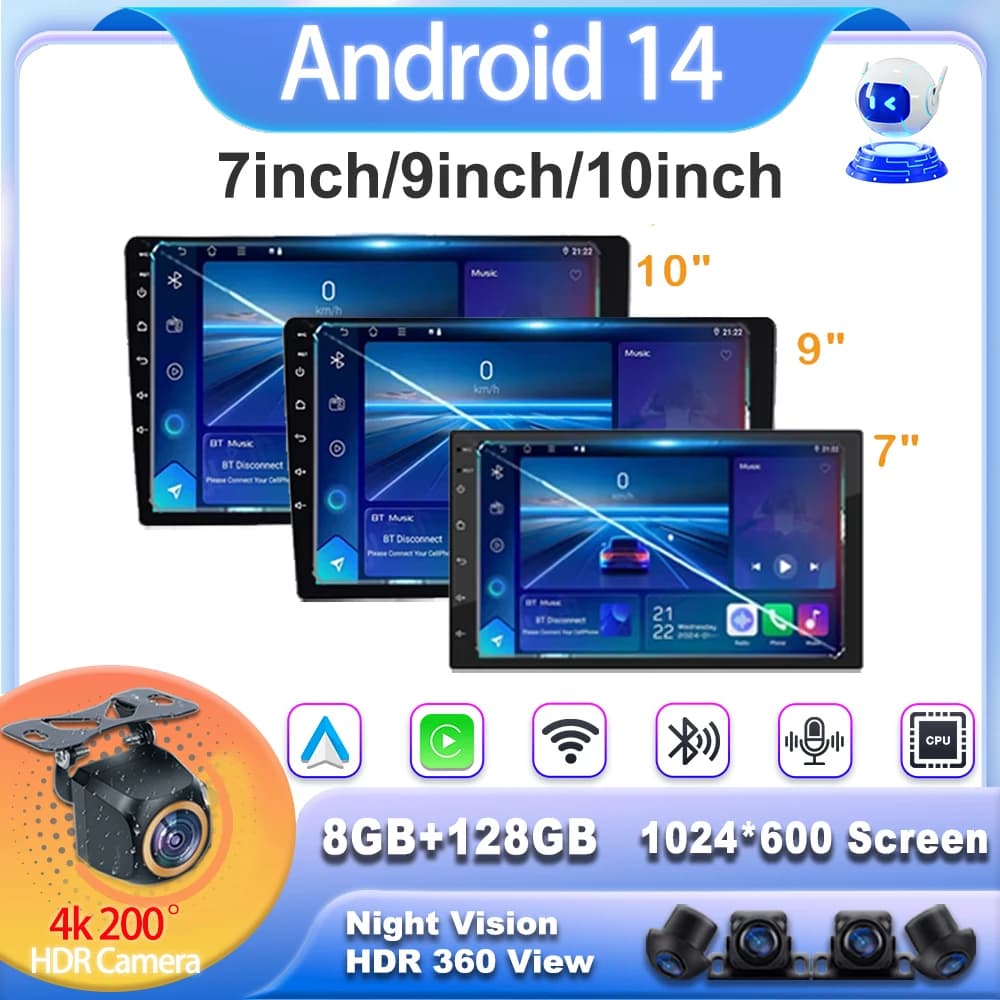TS10 CPU Android 14 7/9/10 pollici Host universale Lettore video multimediale per auto Radio stereo universale GPS per Volkswagen Nissan FORD