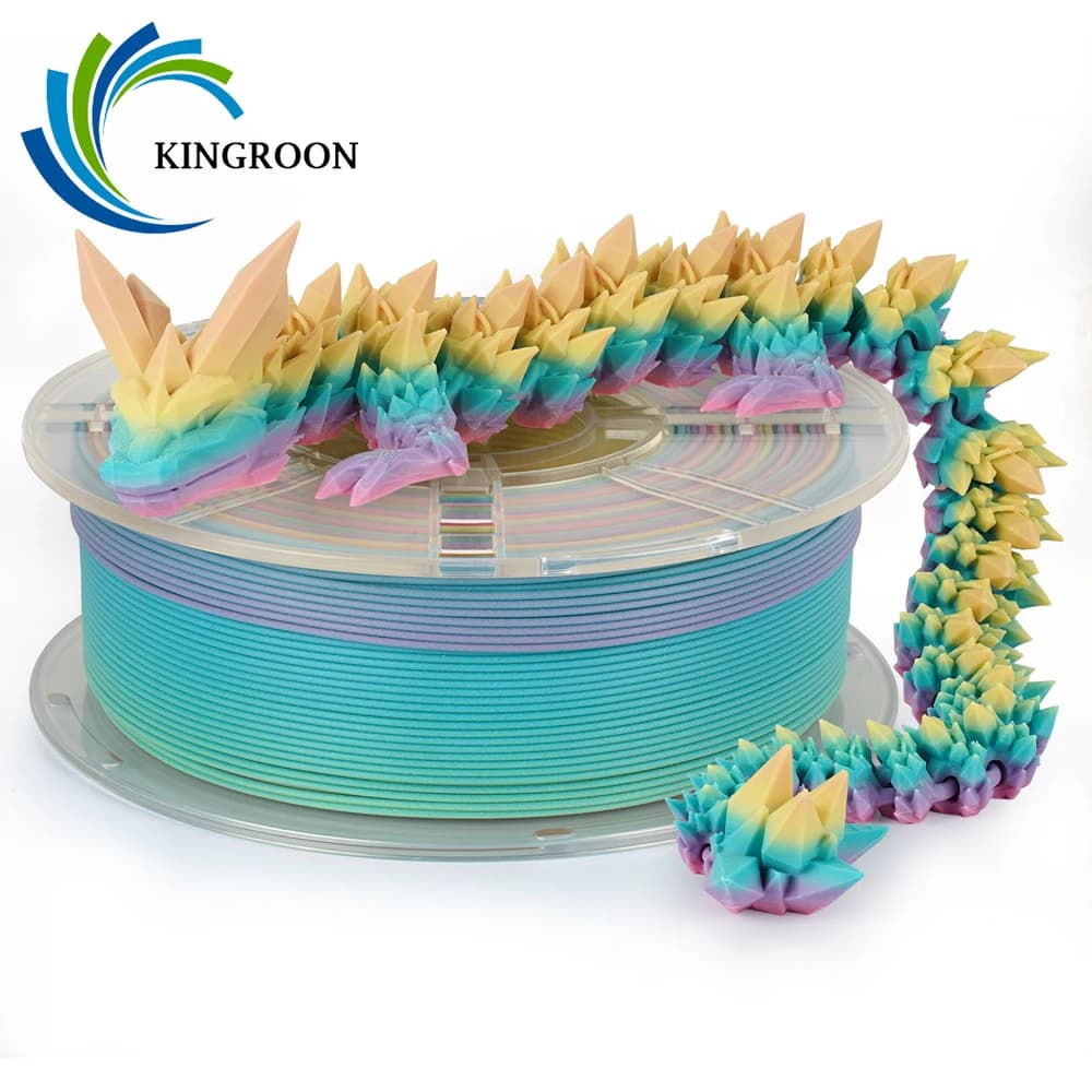 KINGROON Matte PLA Arcobaleno Filamento 1.75mm 1kg Nuovo Gradiente Multicolor Stampante 3D Filamento Basso Lucido PLA Cambia Colore