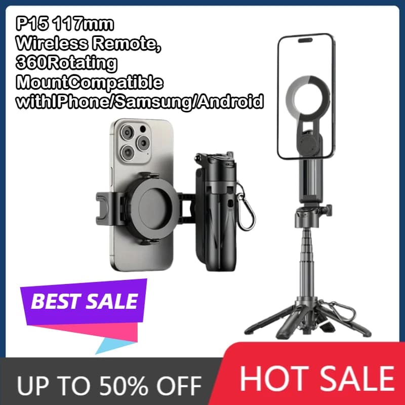 Supporto per telefono magnetico pieghevole selfie stick con telecomando wireless 360 ° supporto girevole compatibile per iPhone/Samsung/Android