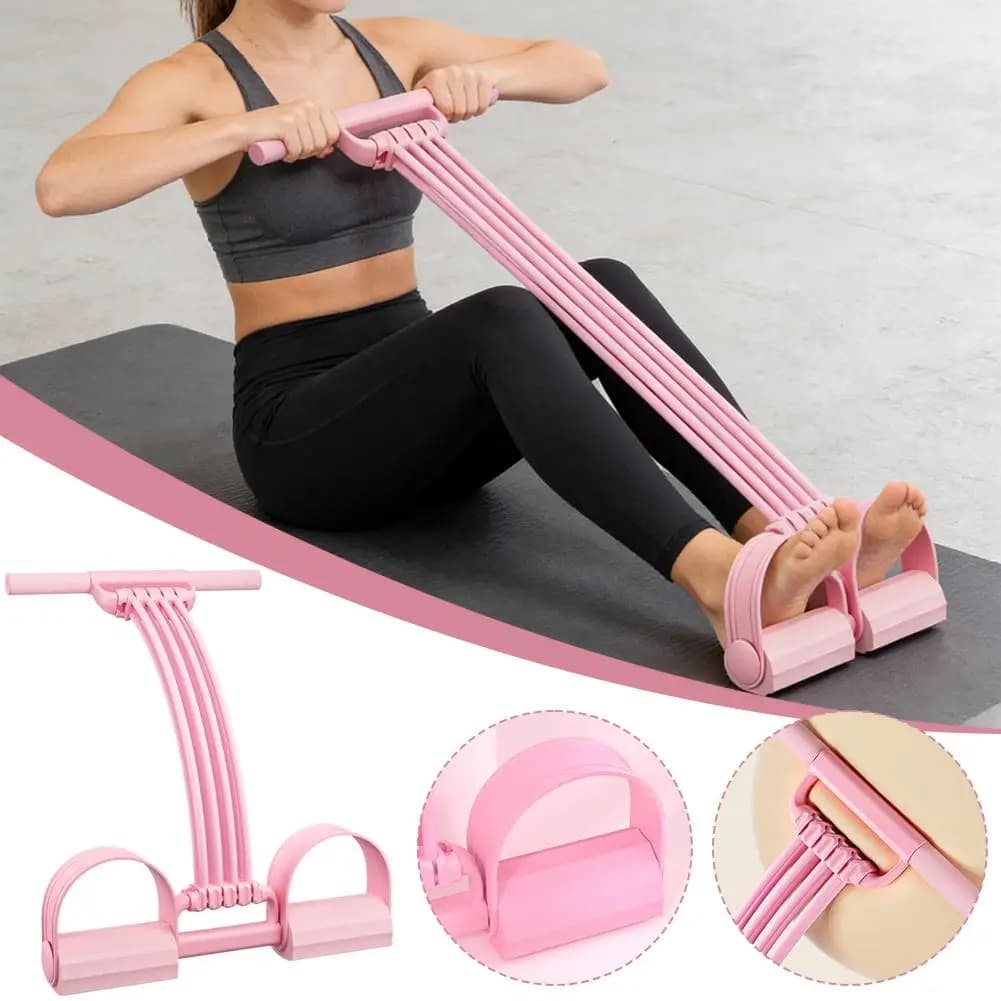 8-Tube Adjustable Foot Pedal Resistance Band Multi-functional Sit-up Pull Rope, Elastic Yoga Exercise Equipment for Home Gym
