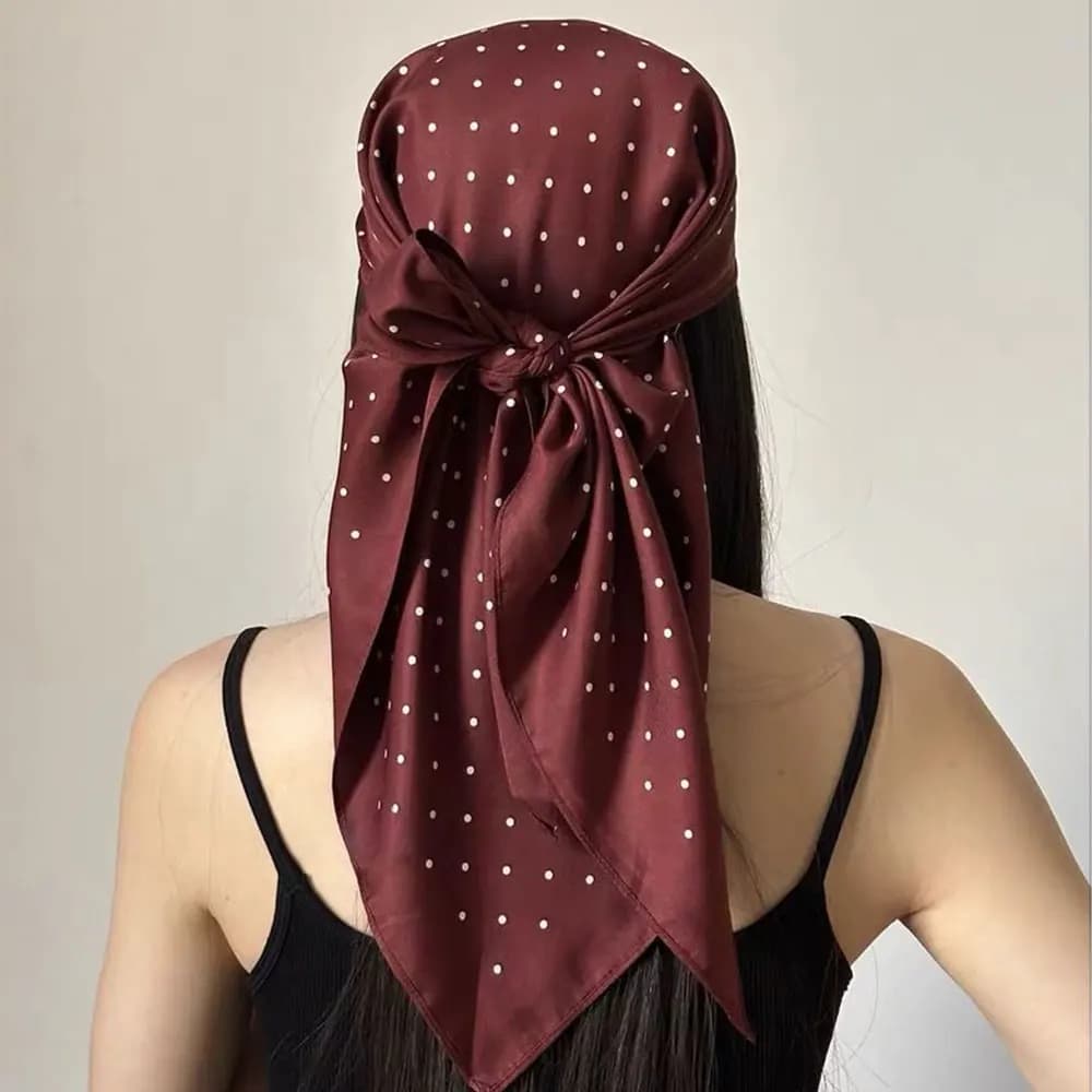 New Dot Print Square Scarf For Women Silk Shawl Neckerchief French Hair Bands Head Wraps Headband Foulard Satin Hijab Bandana