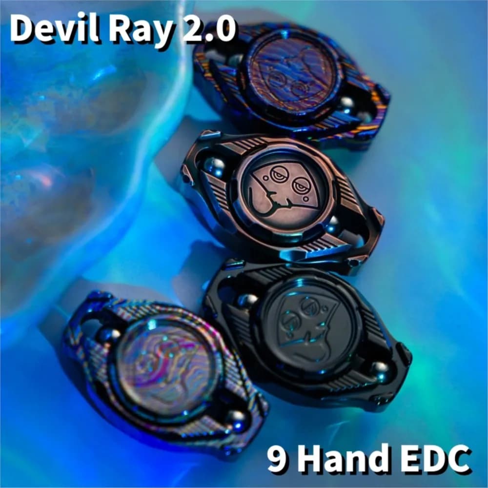 9 Mano EDC Devil Ray 2.0 Fidget Spinner Giocattolo antistress Adulti Giocattoli meccanici per dita in metallo Disegni originali Fidgeting Spinner