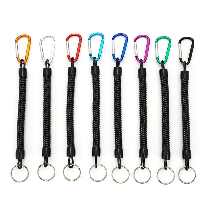 Corda da pesca retrattile anti-smarrimento - Clip a molla telescopica con moschettone per barca/kayak/canna da pesca, cavo di ritenzione durevole