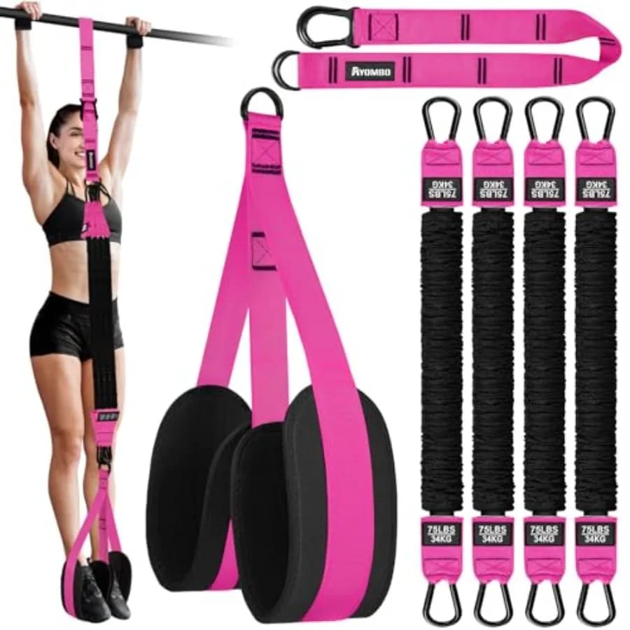 Traction Resistance Faxes, Elastic Training Bands with Traction Bar, Adjustable Traction Assistance Equipment with 4 Supports