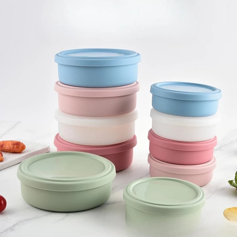 Scatola per il pranzo in silicone Contenitore per alimenti diviso sicuro per microonde Ciotola per zuppa Scatola per il pranzo da lavoro Bento Box per frutta
