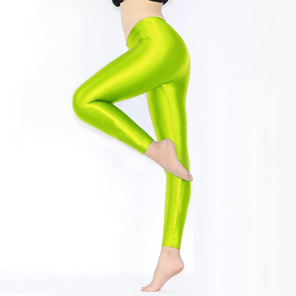 Collant morbidi in raso opaco per donna, collant lucidi effetto bagnato, pantaloni sexy setosi e lucidi, collant sottili a vita alta, leggings per pantaloni yoga