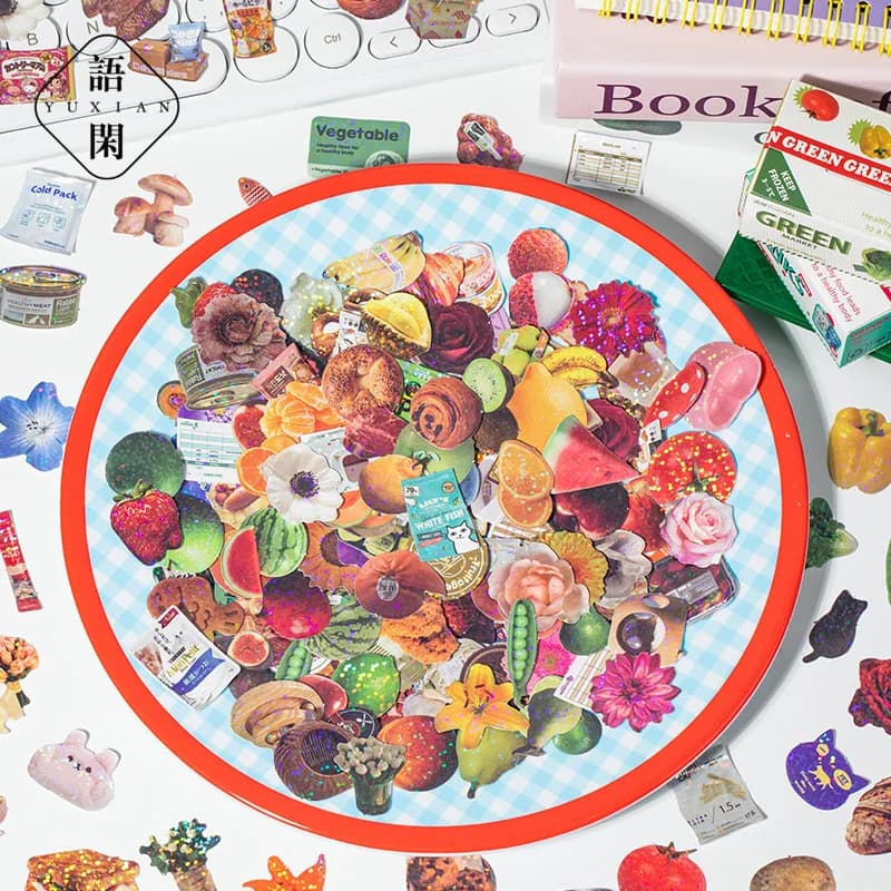 50pcs/set Vintage Mini Food Fruit Stickers Boxed Scrapbook Kit for Journaling cute japanese sticker Kawaii Aesthetic Supplies