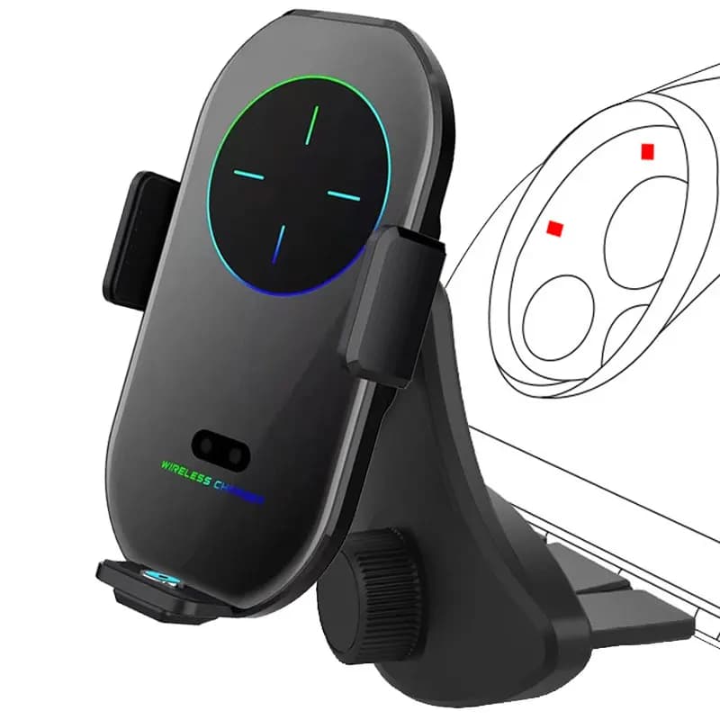 Caricabatterie Wireless per Auto 15W, Supporto per Slot CD con Clip per Cellulare, Compatibile con iPhone Huawei Xiaomi