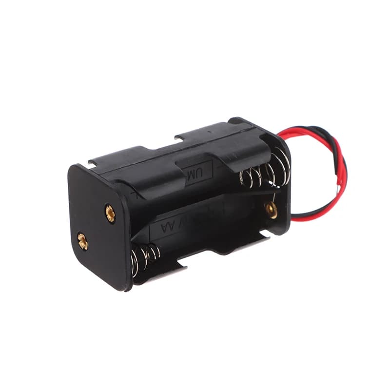 Supporto per batteria AA di vendita calda 6V per 4 batterie AA Scatola di immagazzinaggio in plastica nera Custodia per batteria AA a doppio strato con cavo