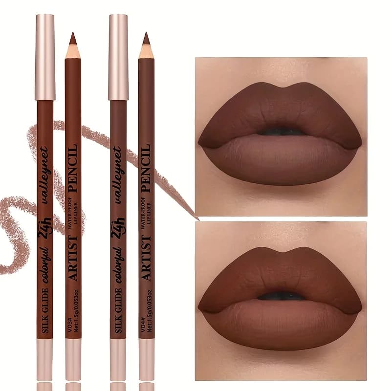 Set 2 Pezzi: Matita Labbra in Velluto e Eyeliner, Rossetto Opaco a Lunga Durata Impermeabile, 2-in-1 Ombretto e Matita Labbra