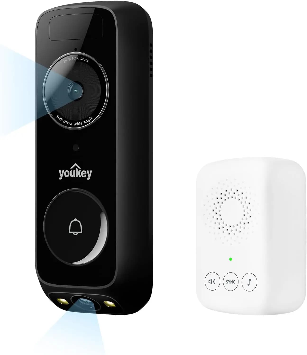Campanello Video con Doppia Telecamera: Batteria 2K, WiFi 5Ghz, Memoria 8GB, Compatibile con Alexa e Google Home, Campanello Incluso - Senza Canone Mensile