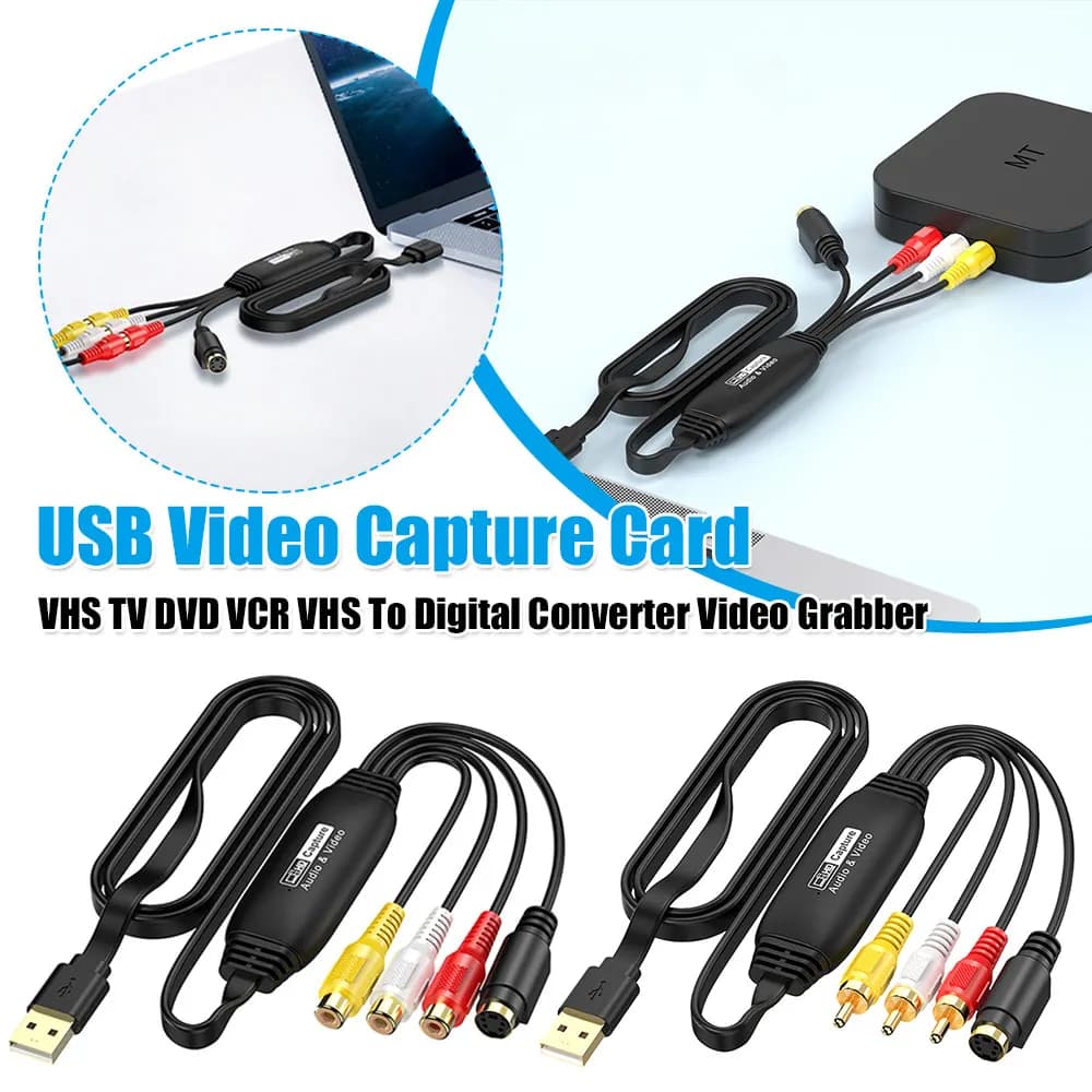 USB Video Capture Card VHS VCR TV DVD Audio Capture Adapter Card USB To AV Video Capture Adapter for PC