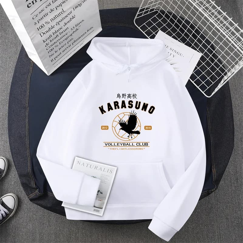 Trend Manga Series Pallavolo Collezione di personaggi di moda giovanile Stampa Felpa in pile con cappuccio pullover da uomo e da donna