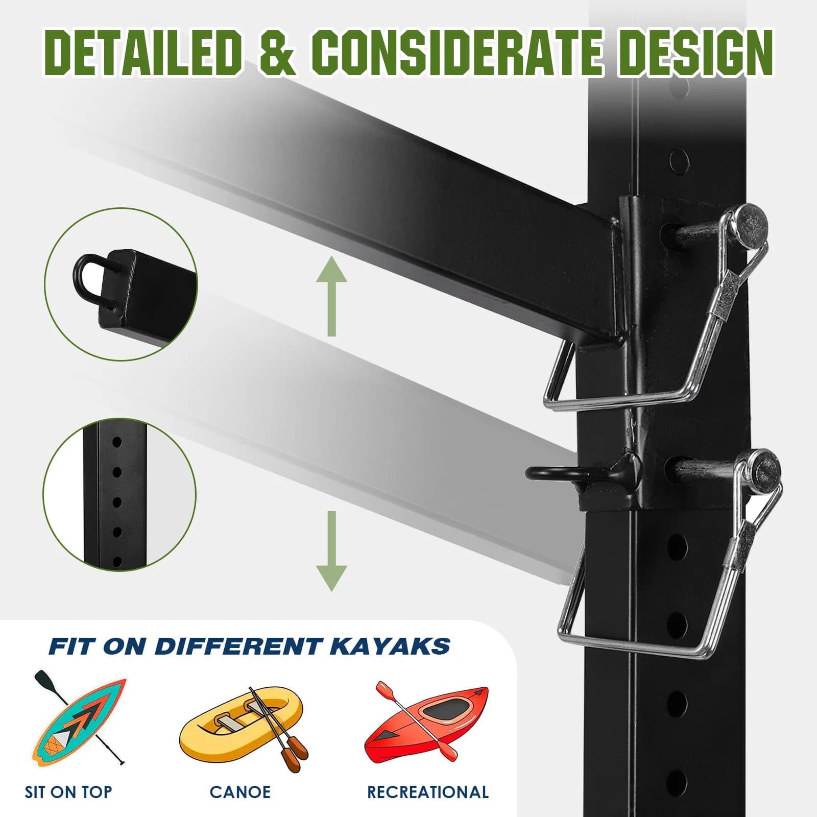Porta Kayak e SUP a 4 Livelli Autoportante, Resistente alla Ruggine, per Esterni, per Canoe, Kayak e Barche per Sport Acquatici
