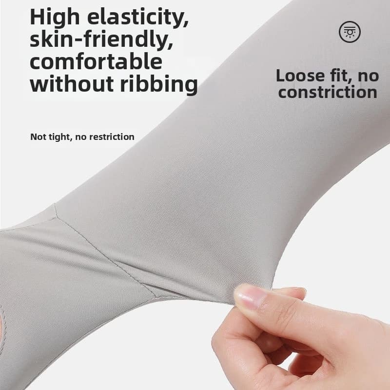 Fashion Solid Color Long Sleeve Non-slip Flip Ice Silk Arm Sleeve Breathable Cooling Sunscreen Sleeve Gloves Running