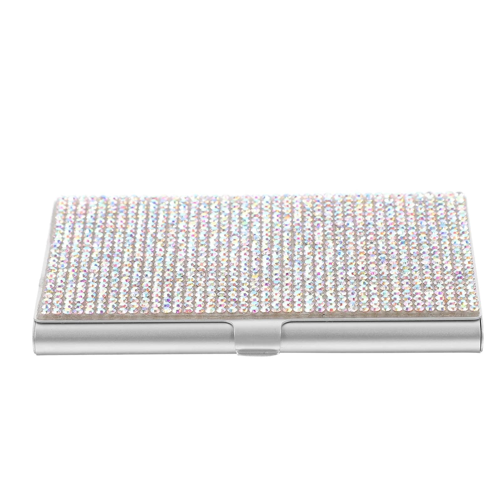Scatola Porta Biglietti da Visita in Cristallo d'Acqua con Strass, Organizer Compatto Portatile da Scrivania per Ufficio e Forniture Aziendali