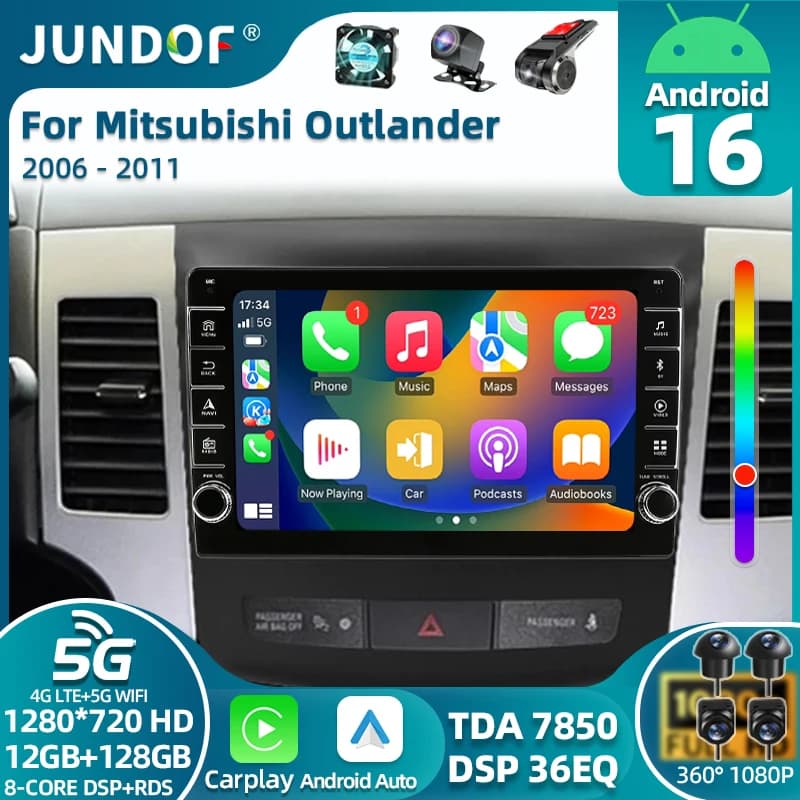 Android Auto Autoradio Per Mitsubishi Outlander Xl 2 2005-2012 Per Citroen C-Crosser Peugeot 4007 Lettore Multimediale 2din Carplay