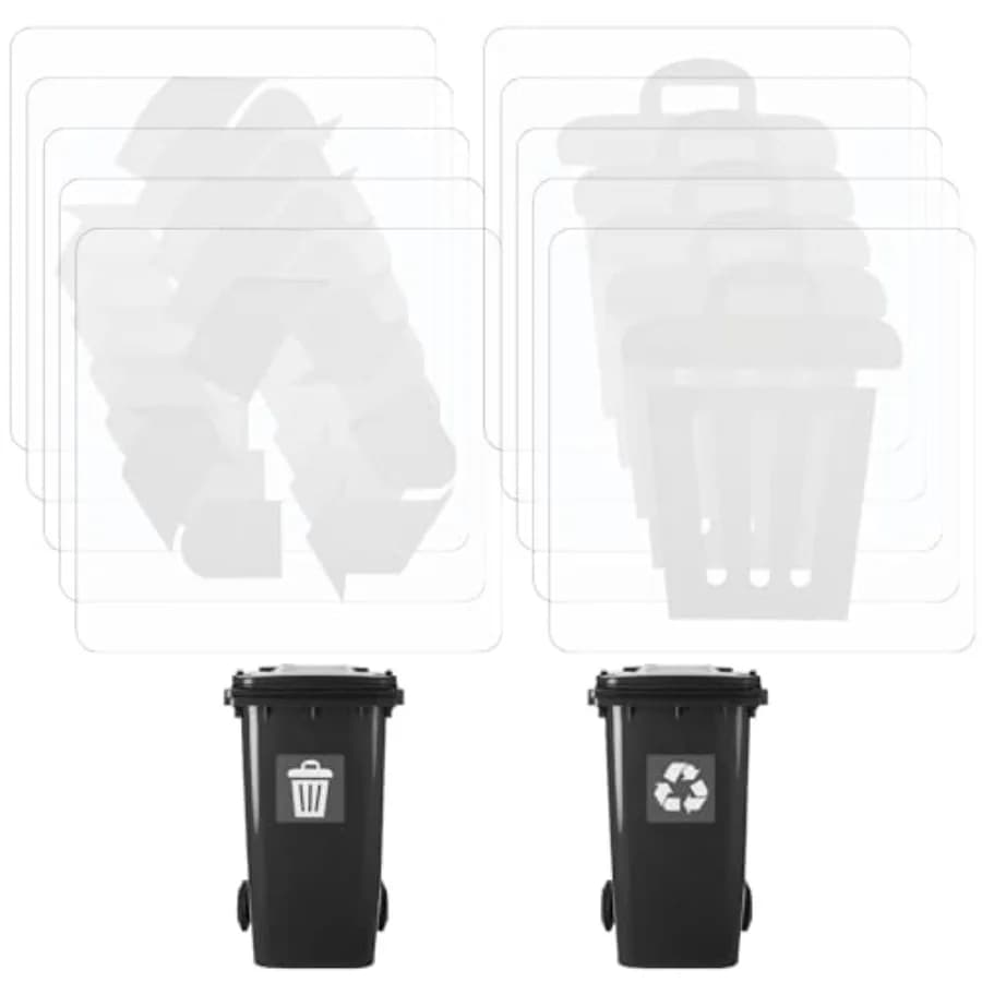10 Pack Recycling Sticker Recycle Stickers for Trash Bins Recycle And Trash Clear Stickers 2.95 × 2.95 Inches Vinyl Transparent