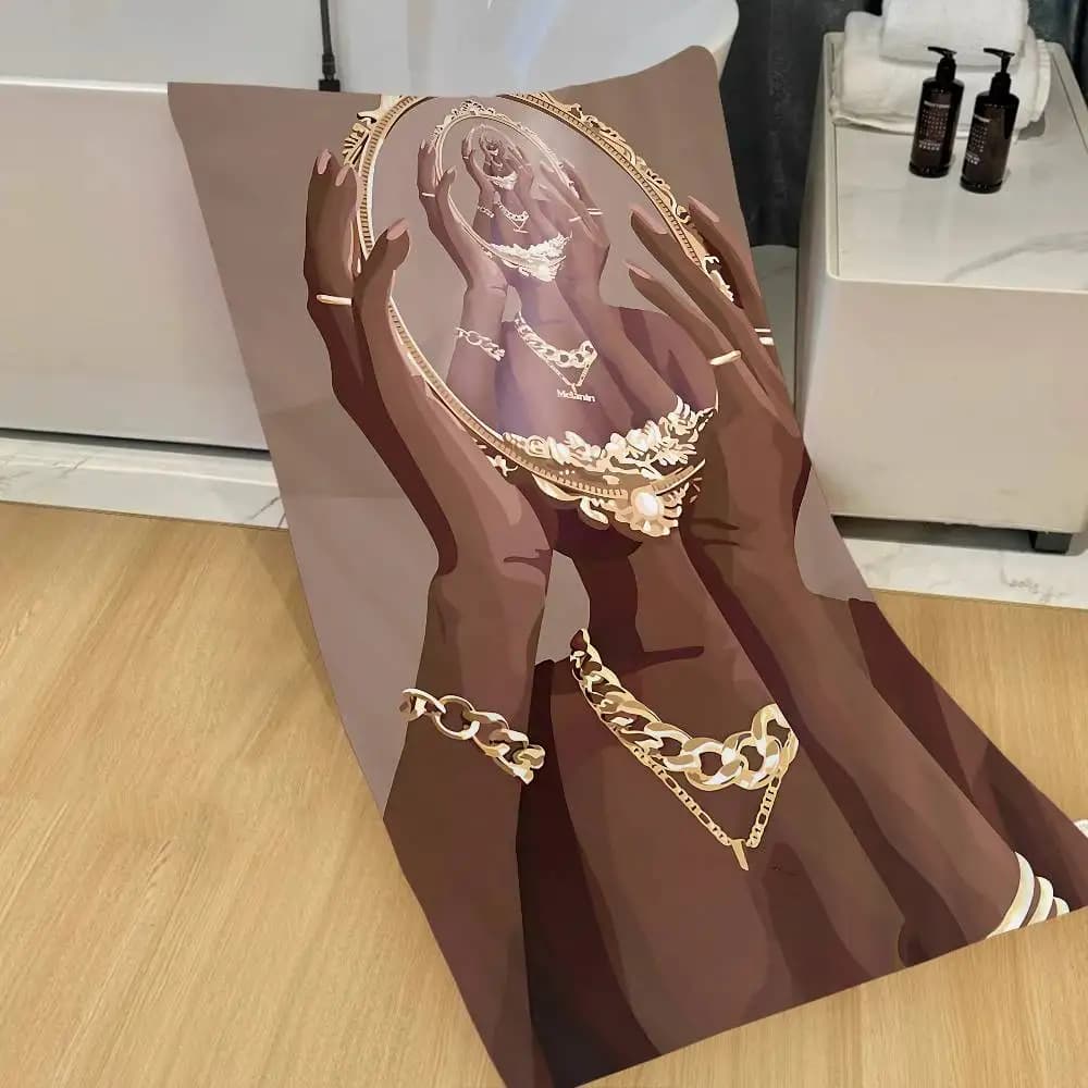 Asciugamani da spiaggia grandi in microfibra con motivo Hip Hop Black Girl Gold Jewelry, ad asciugatura rapida, per spiaggia, piscina, viaggi e nuoto.