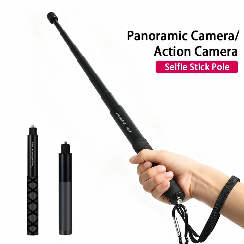Aluminum Invisible Selfie Stick Extendable Monopod 1/4 Screw Pole for Insta360 X6 X5 X4 GoPro 13 12 11 10 9 8 DJI Action Camera