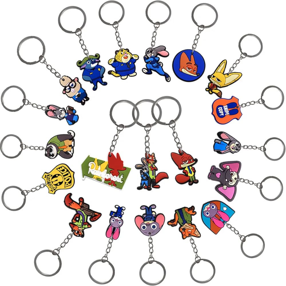 Keyring Judy Hopps and Nick Wilde, 20 Pieces, Zootopia, Soft PVC, Accessories for Backpacks and Bags, Children's Gift