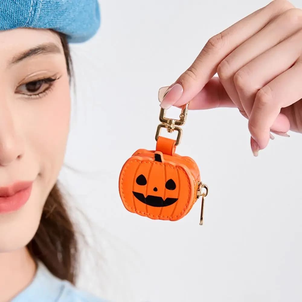 Moda carino portachiavi in pelle PU fiocco di neve zucca ciondolo natalizio portafoglio Babbo Natale ciondolo Halloween mini borsa portaoggetti