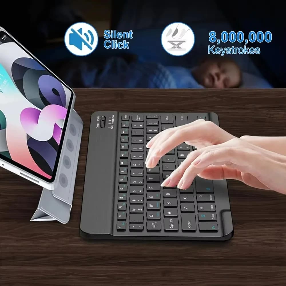 Tastiera Bluetooth per iPad 10a Gen Pro Air Mini, Tastiera Wireless Ricaricabile per Tablet e Telefoni Samsung Xiaomi Android