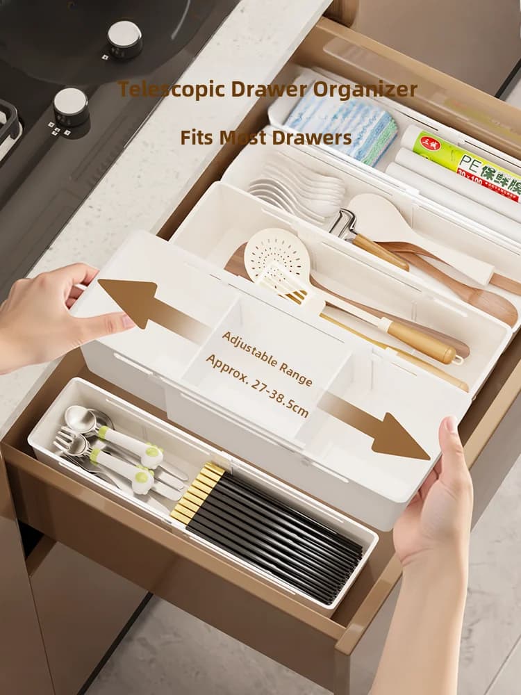Organizzatore per Utensili da Cucina con Scomparti, Porta Forchette e Coltelli, Contenitore per Posate e Cucchiai