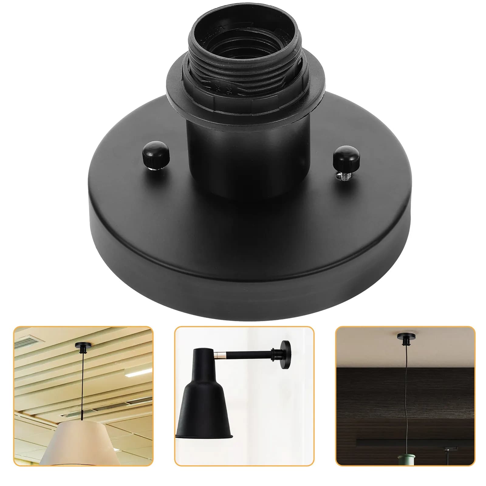 Sturdy Metal E26 Lamp Holder Light Socket with Stylish Ring Design Easy Install for DIY Lamps Ceiling Lighting Fixture