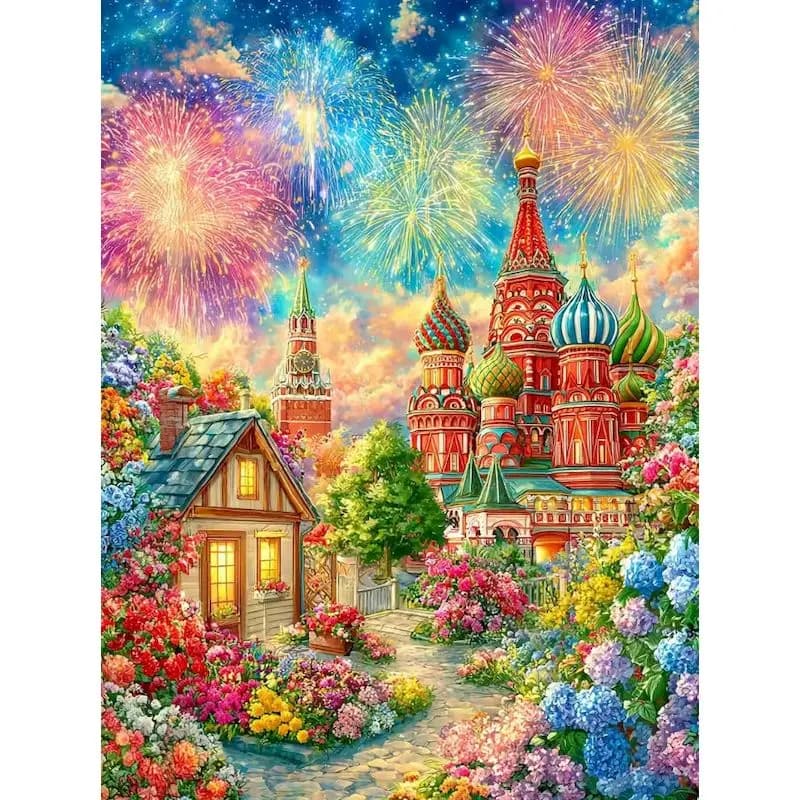 GATYZTORY Castle Paint By Numbers Wall Decor Artwork Landscape Number Painting Acrylic paints Decorative Paintings