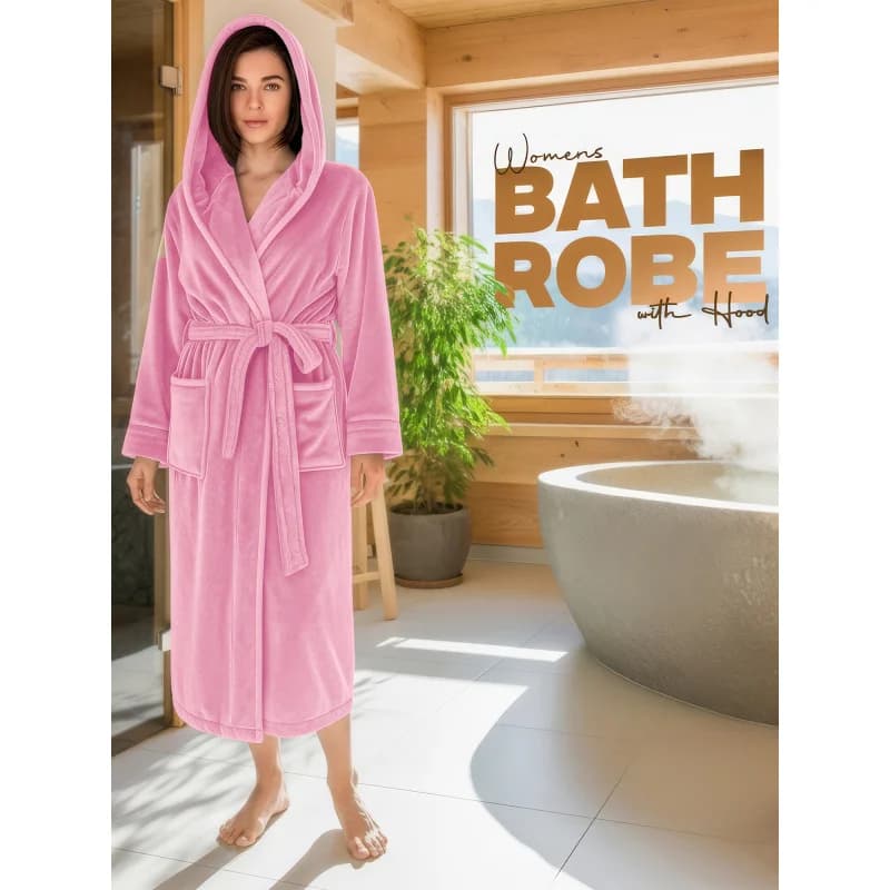 Lussuoso Accappatoio in Pile per Donna, Super Morbido con Cappuccio, Cintura Regolabile e Tasche Profonde, Abbigliamento da Notte