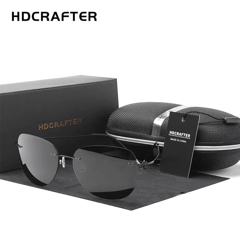 HDCRAFTER Occhiali da sole polarizzati in titanio Occhiali da sole pilota super leggeri senza montatura UV400 Gafas Aviation Men Miopia Occhiali ottici