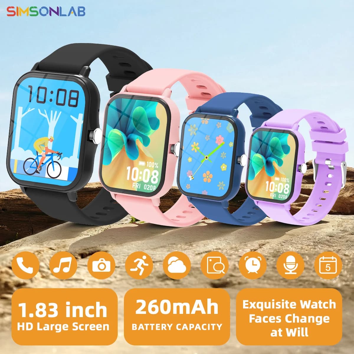 Hot Square Smartwatch Display HD da 1,83'' Fotocamera/Controllo musicale Chiamata BT wireless per Android/IOS Assistente vocale sportivo multimodale