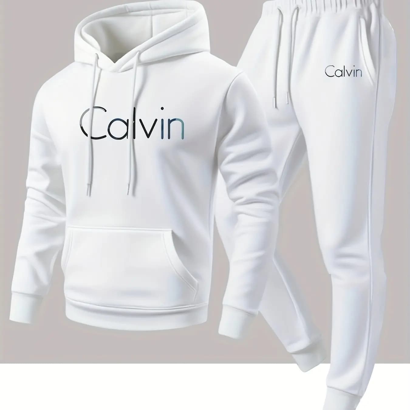 Men's stylish and simple letter-embroidered pullover hoodie and jogging pants set, men's spring-autumn casual two-piece set